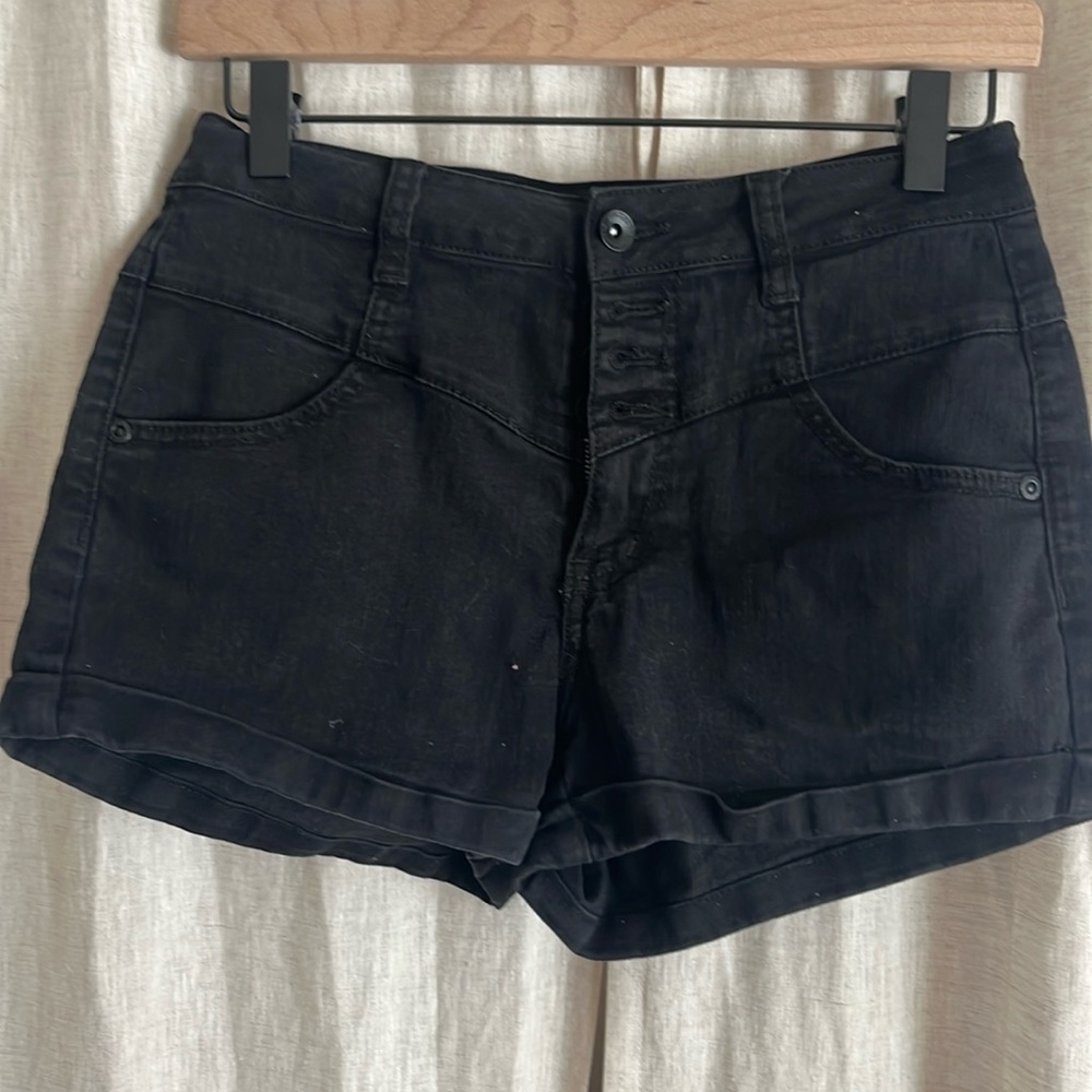 Blackheart High Rise Black Denim Shorts